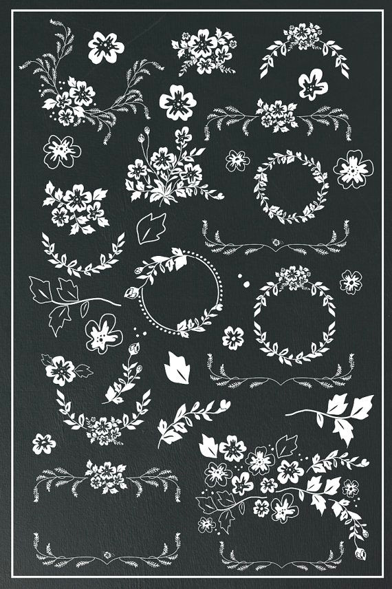 hand drawn laurels and wreaths digital flowers by kelly jane creative https