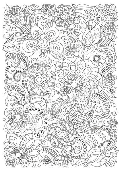 adult coloring page doodle flowers zentangle by zentanglehouse