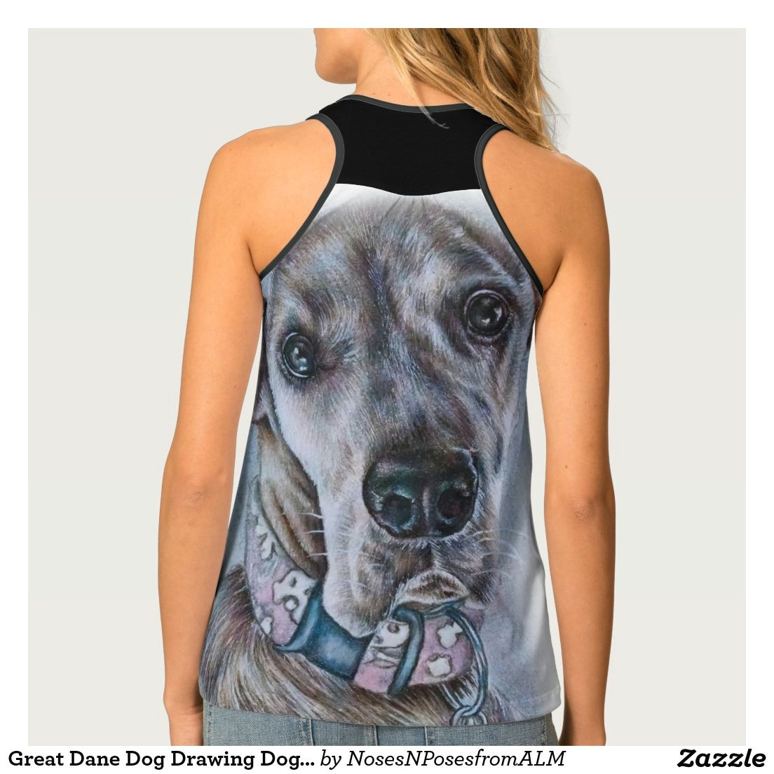 great dane dog drawing dog art tank top