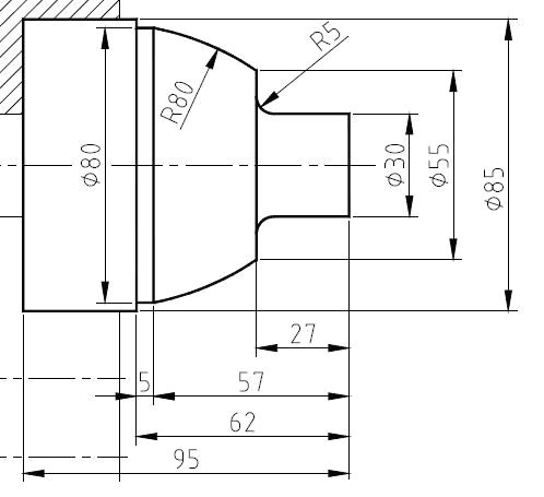 cnc program outside turning with radius