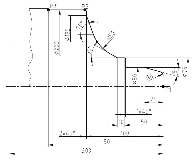 fanuc cnc direct programming of profile angles and round edges example