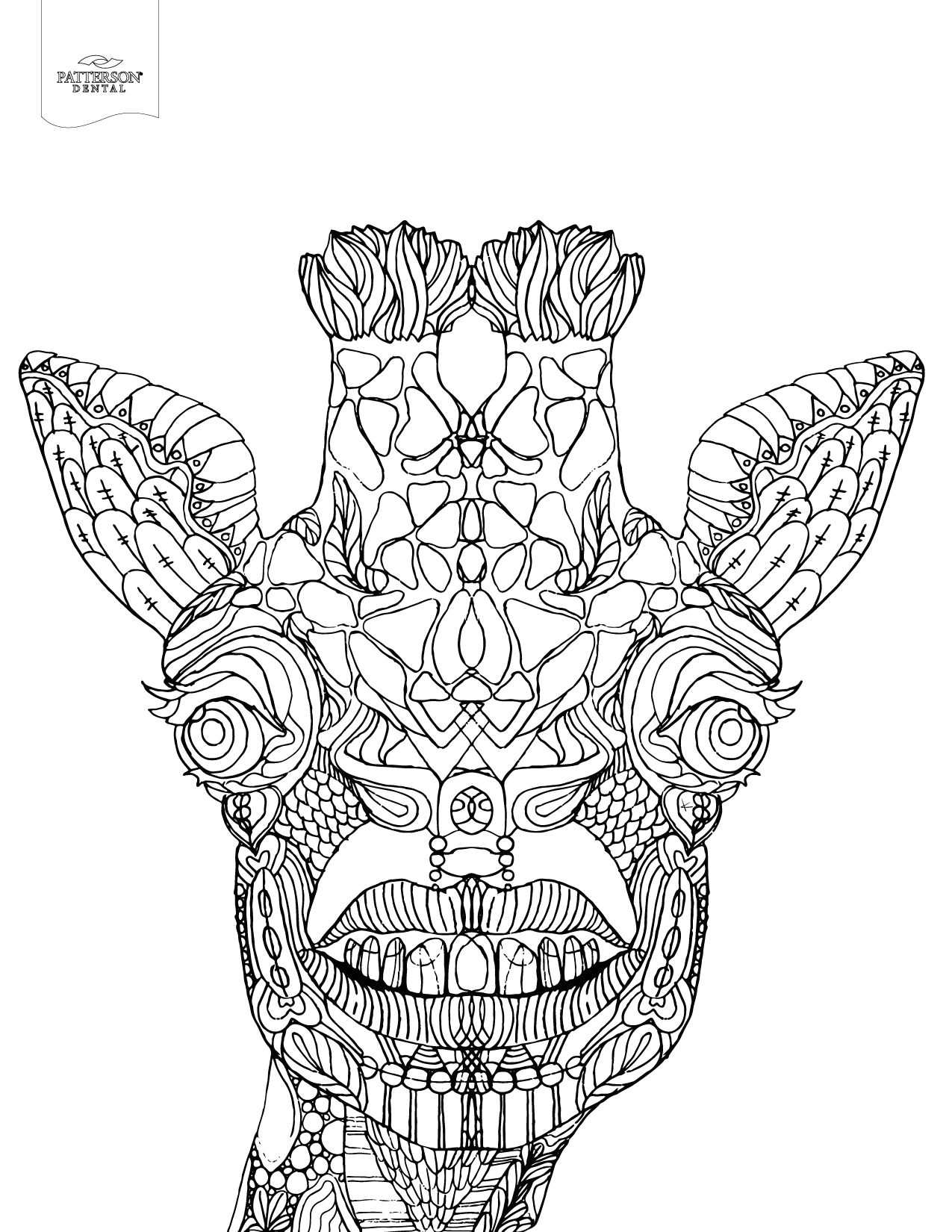 toothy giraffe adult coloring book page fun fact did you know that giraffes only have bottom teeth