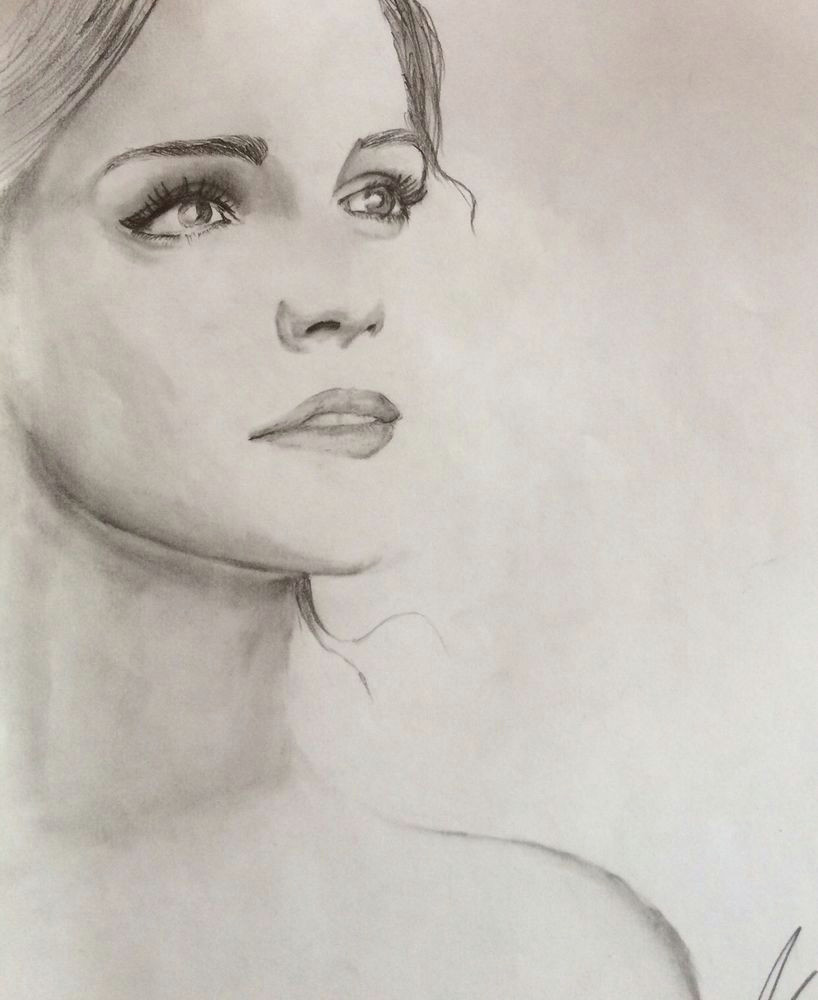 original graphite drawing of emma watson ebay bid ending at 11 am may 22nd