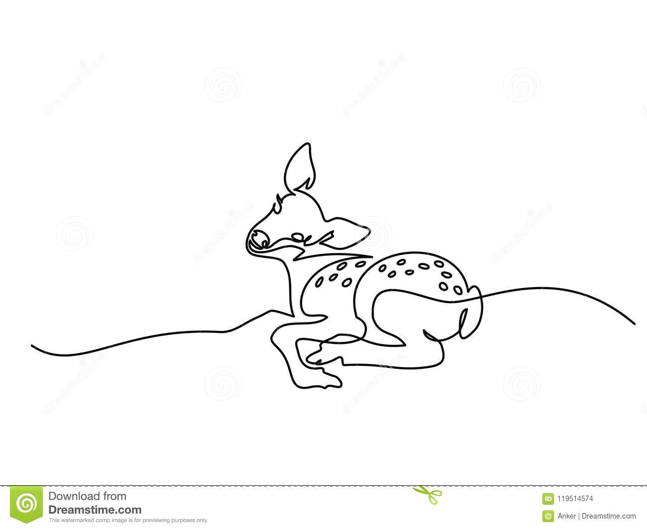 continuous line drawing funny deer cub baby vector illustration concept for logo card banner poster flyer