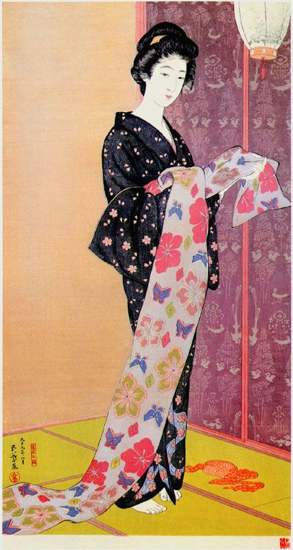 hanga gallery torii gallery young woman in summer kimono by hashiguchi goyo