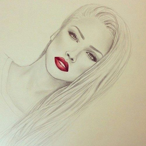 photography pretty drawing art red girl cute black and white fashion hot beautiful women amazing barbie red lips alena shishkova zeichnen drawings