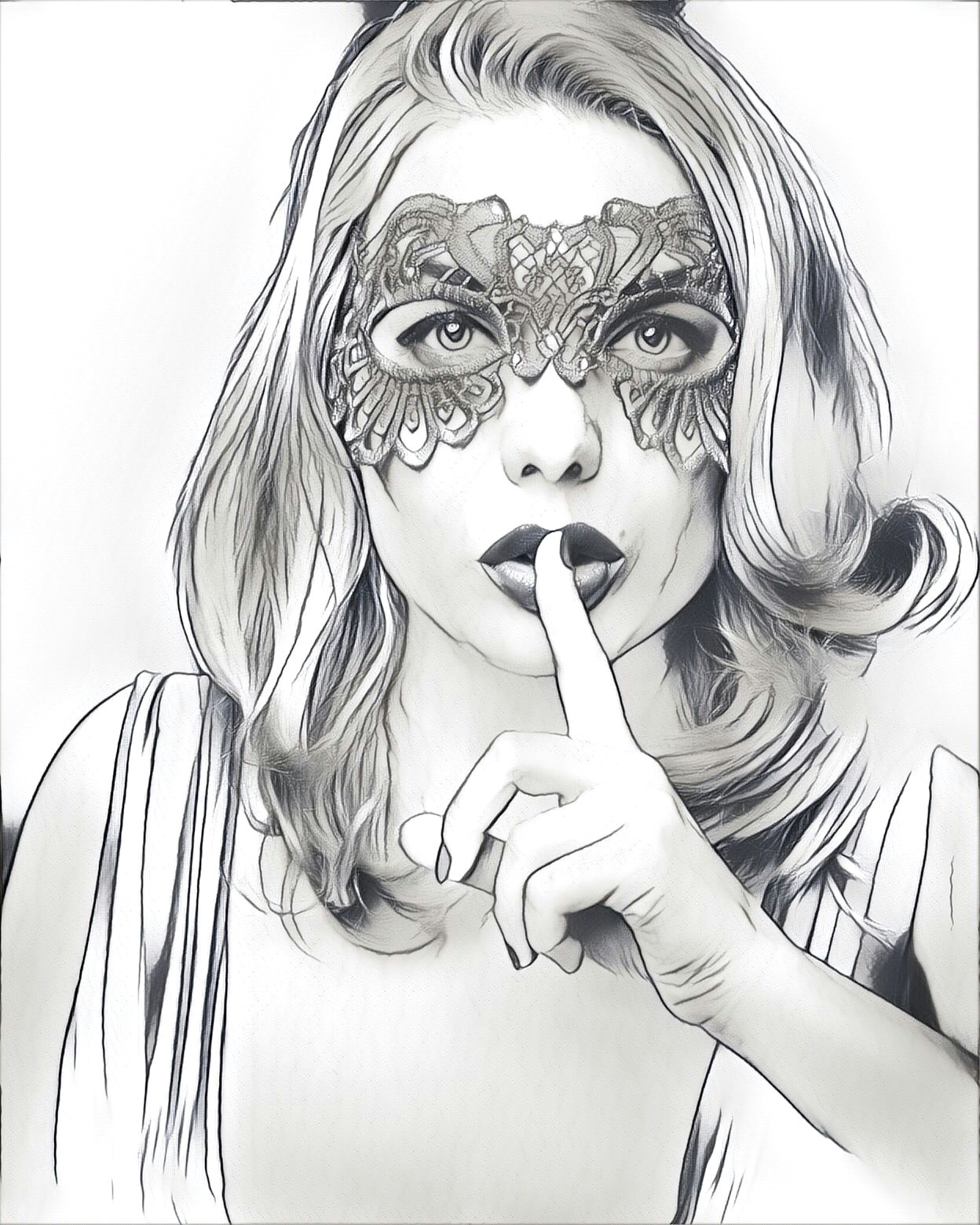 my portrait as a drawing prisma wearing a mask