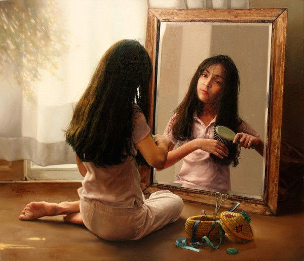 mehrdad jamshidi 1970 iranian girl at the mirror