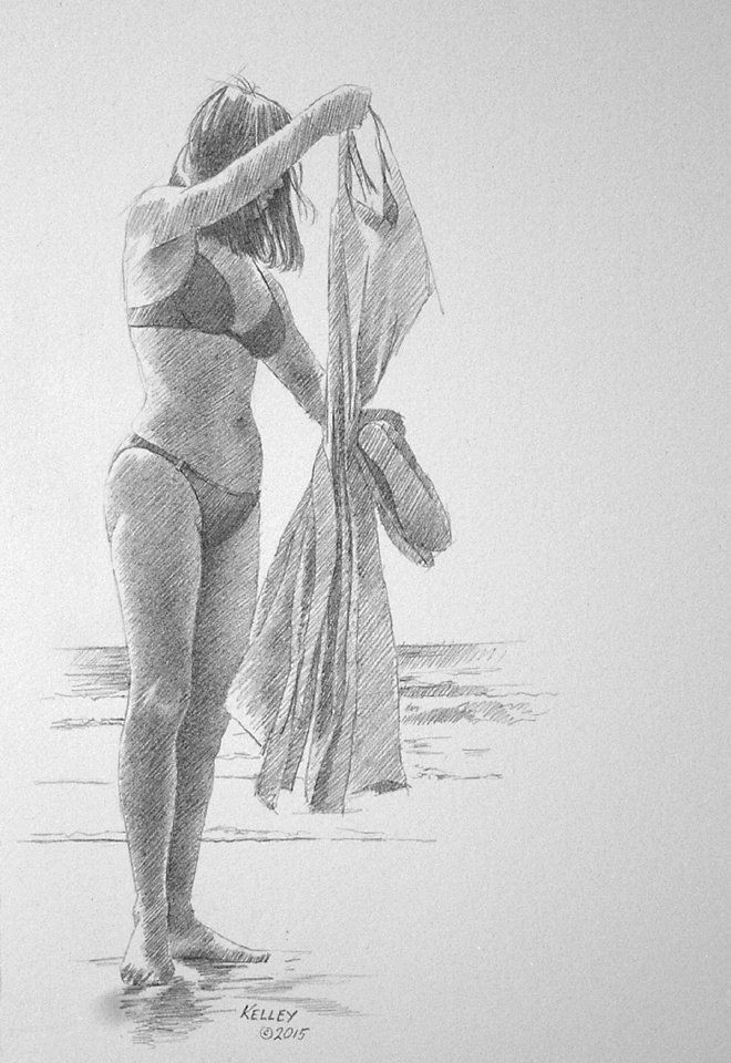 beach girl holding sundress paul kelley