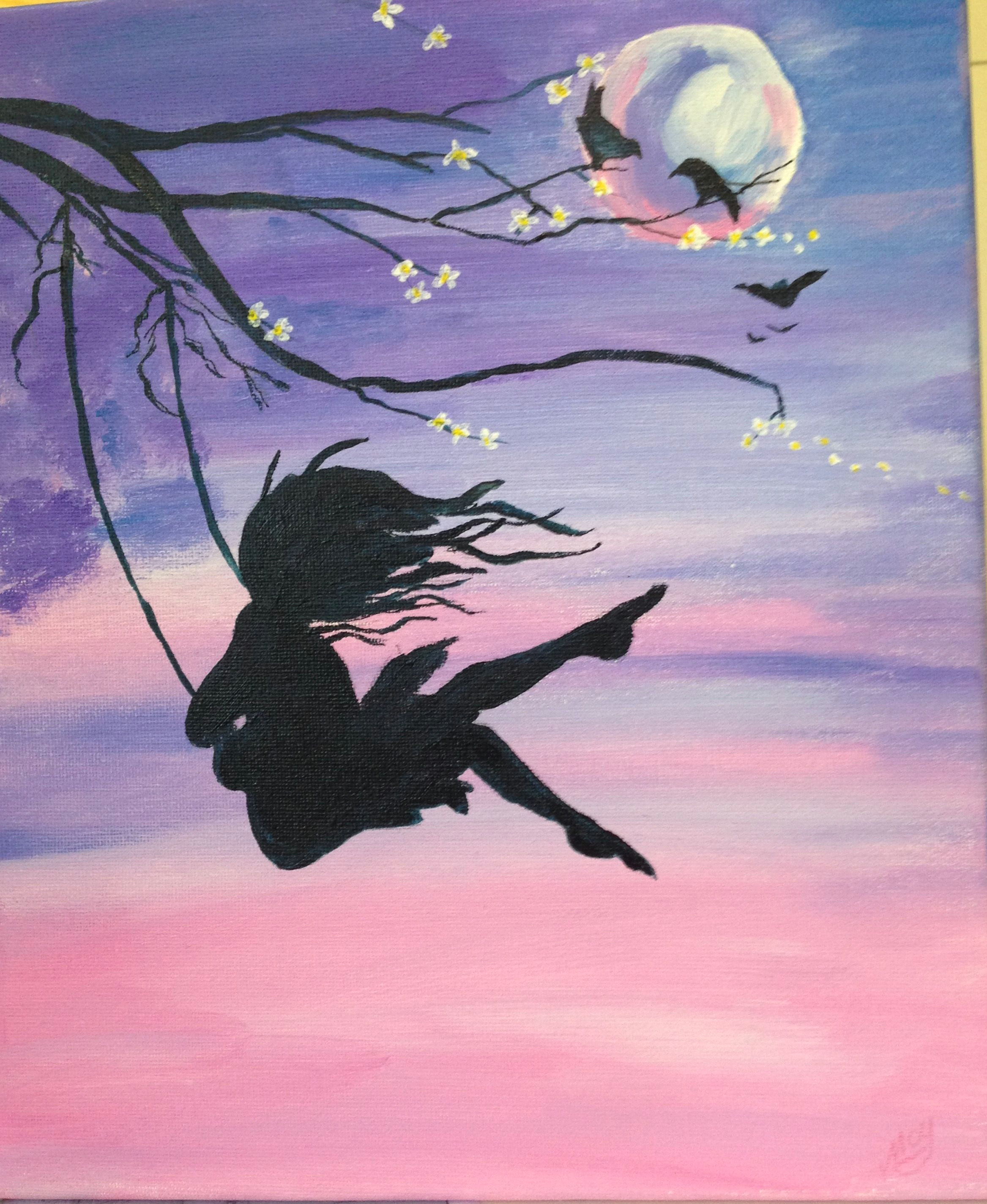 love these girl on the swing paintings had a go at one myself in acrylics