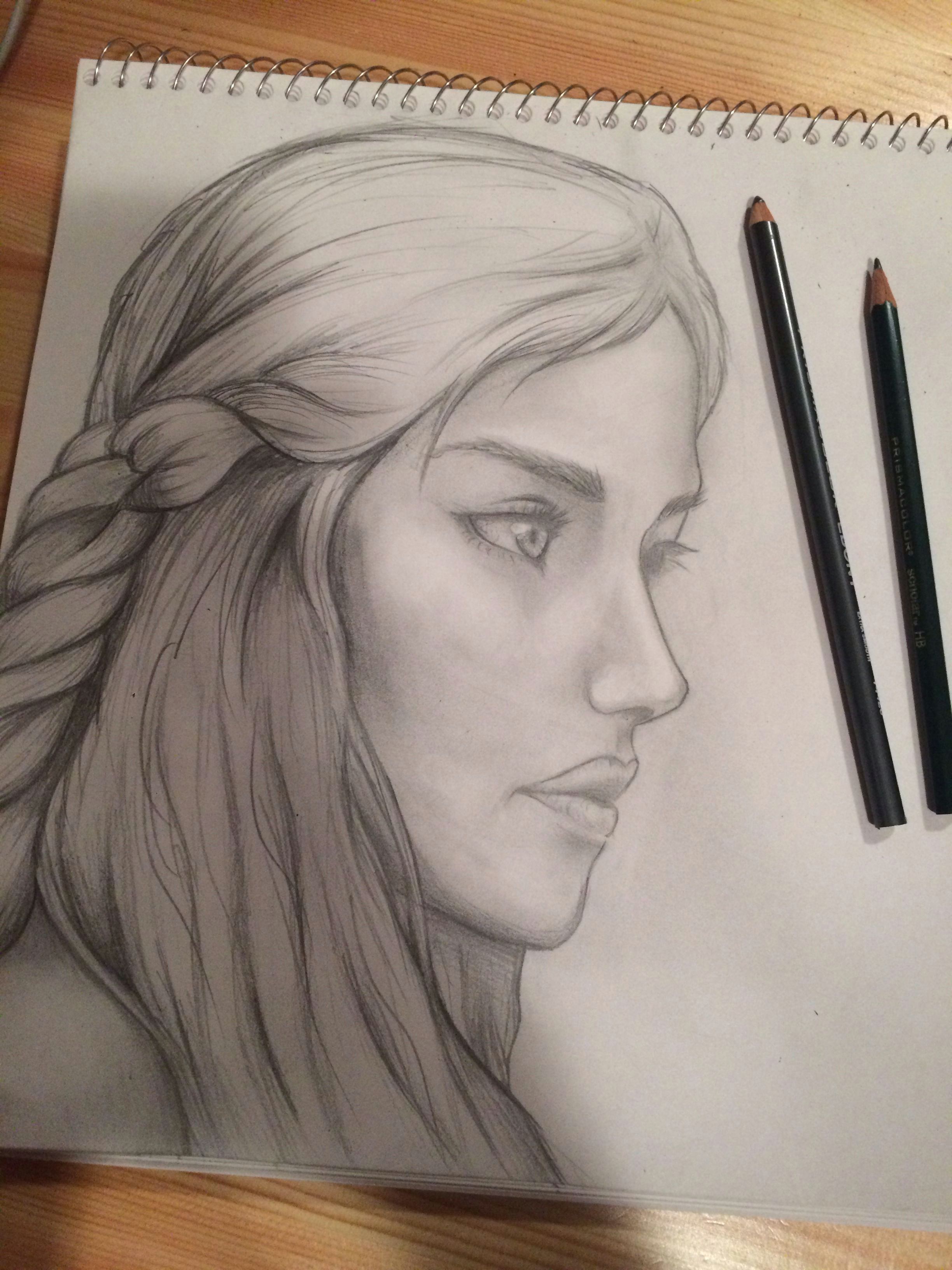 almost done my pencil portrait of the dragon queen from game of thrones