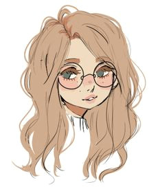 girl with glasses sketch drawing