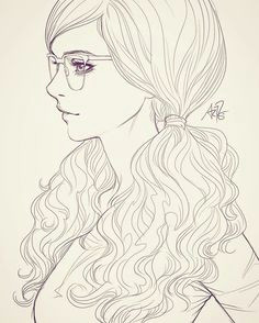 sketching in class with my students kinda into girls with glasses at the moment