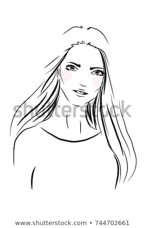 face woman sketch long hair fashion portrait vector illustration black lines isolated