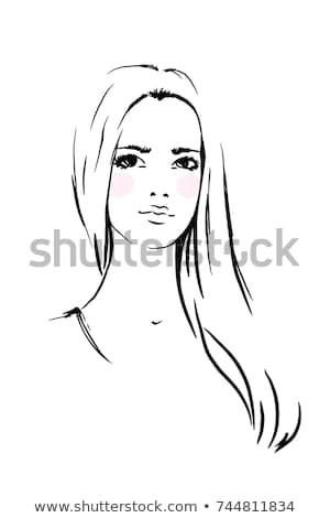 face woman sketch long hair fashion portrait vector illustration black lines isolated