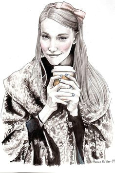 every girl needs starbucks to warm their hands up coffee art fashion sketches