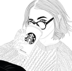 girl starbucks and outline image girl drawings tumblr girl drawing tumblr art