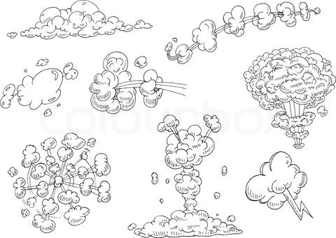cartoon puffs of smoke stock vector of vector hand drawn comic book explosions