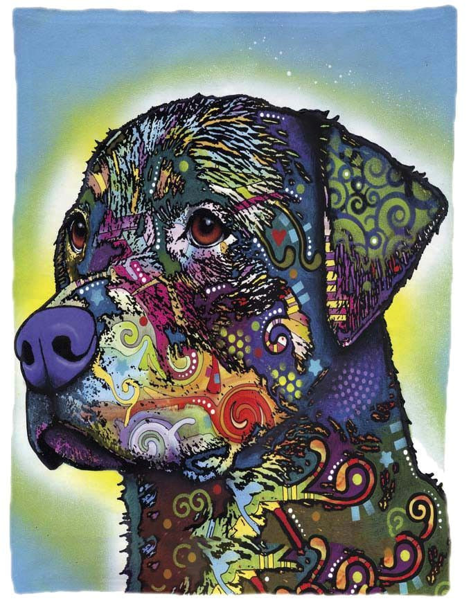 rottweiler design plush fleece blankets dean russo art dog pop art dog art