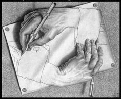 escher drawing hands 1948 lithograph our first project for life drawing 1 is to draw contour lines of our hand in different positions