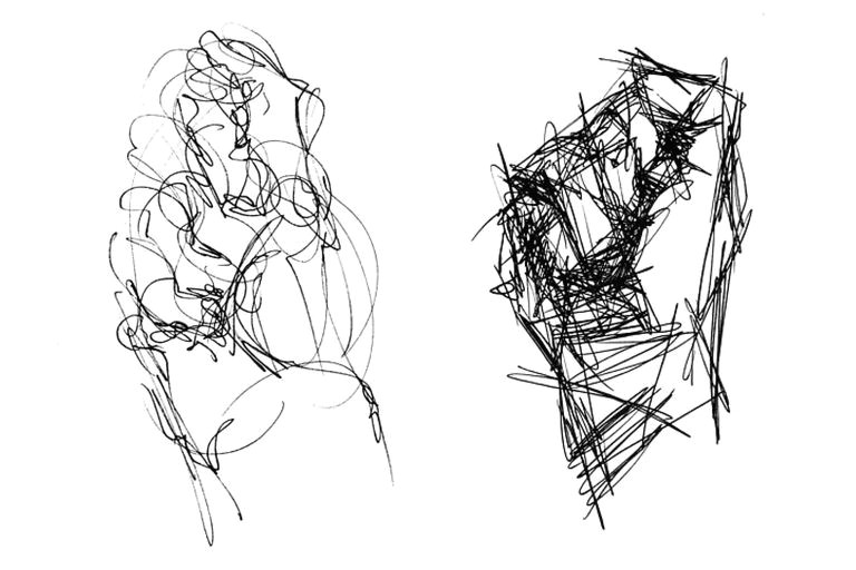 two approaches to gestural drawing the same fisted hand