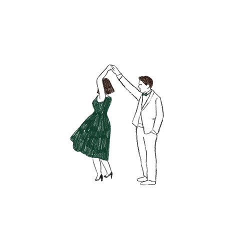 via giphy gif dance green dress dancing couple woman illustration