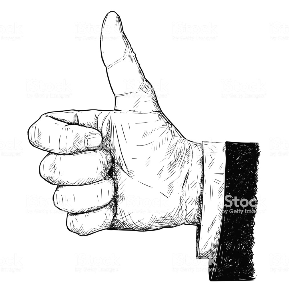 vector artistic illustration or drawing of thumb up businessman hand in suit gesture royalty free