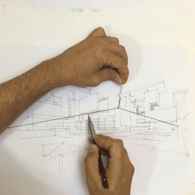 ingenious hack for sketching with two point perspective using an elastic string