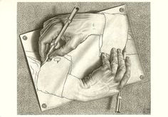 escher drawing hands 1948 lithograph our first project for life drawing 1 is to draw contour lines of our hand in different positions