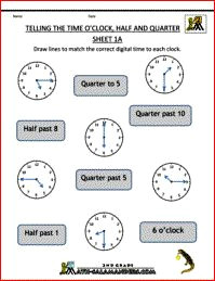 time worksheets o clock half and quarter past amp to sheet 1a