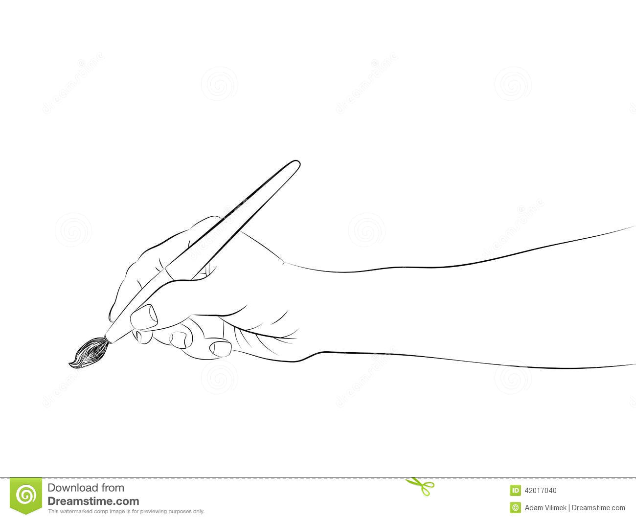 isolated human hand side view holding brush sketch vector