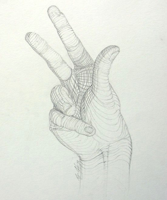 cross contour drawing of hand