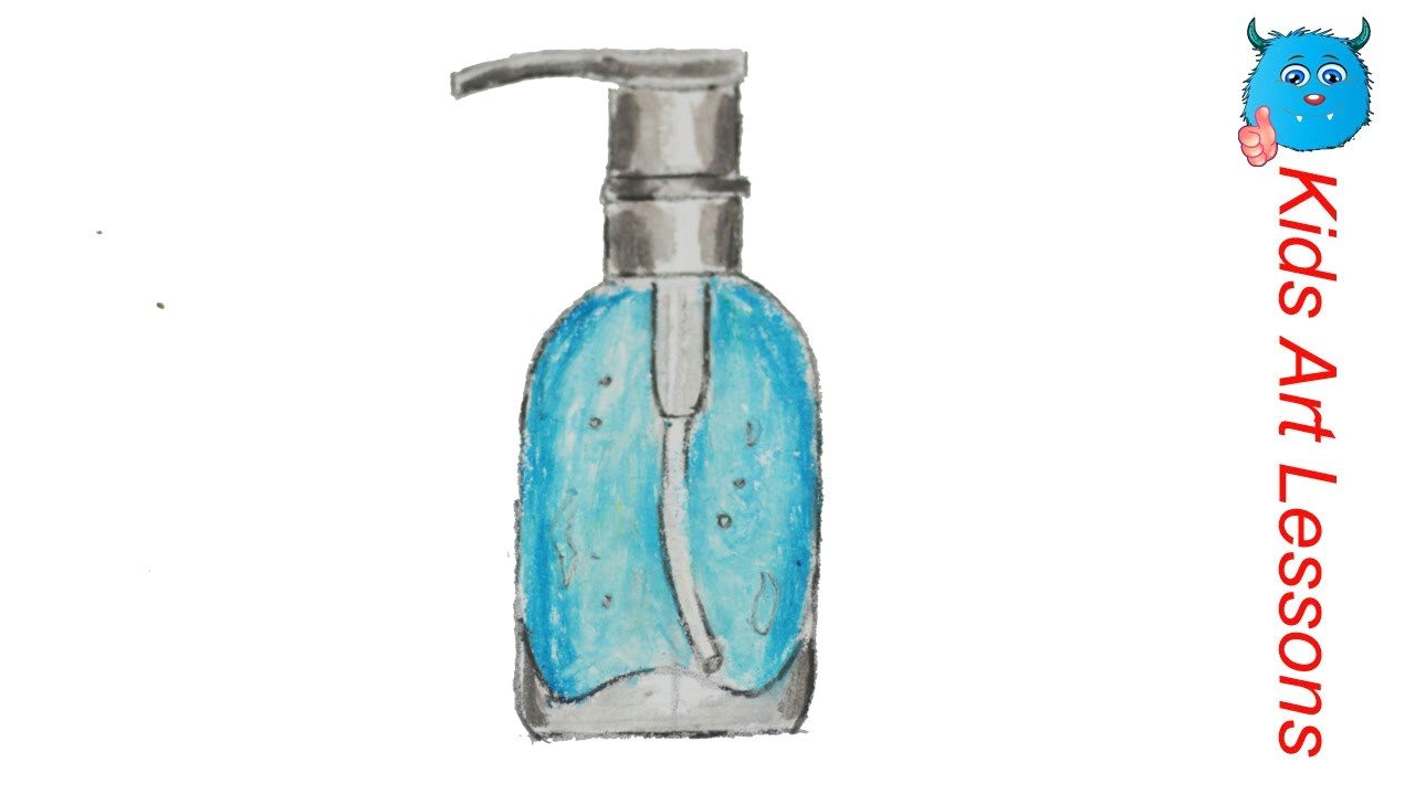 how to draw a hand wash bottle easily step by step in oil pastel