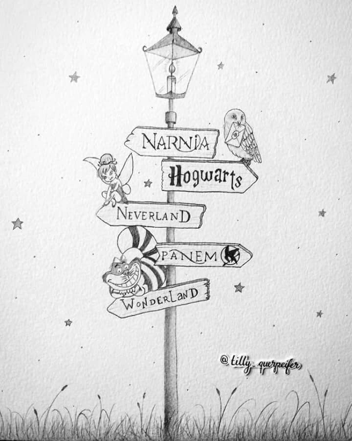 fazer o desenho parecido sa que com os nomes dos livros preferidos harry potter drawings