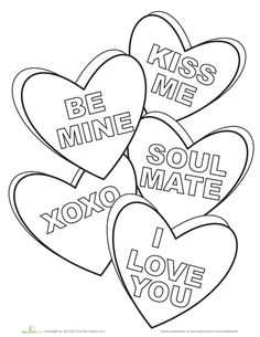 worksheets candy hearts coloring page