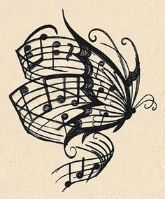 soaring musical notes stream from this butterfly s wings pretty and uplifting drawing painting idea