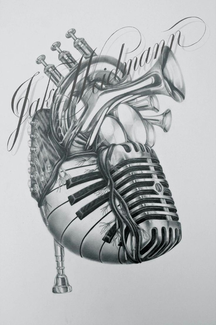 heart beats music drawing art