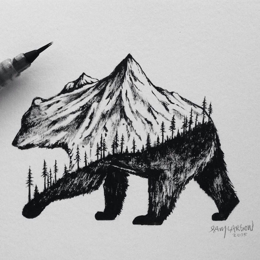 little hybrid illustrations by sam larson fubiz media nature drawing elk drawing husky