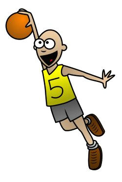 cute character playing basketball