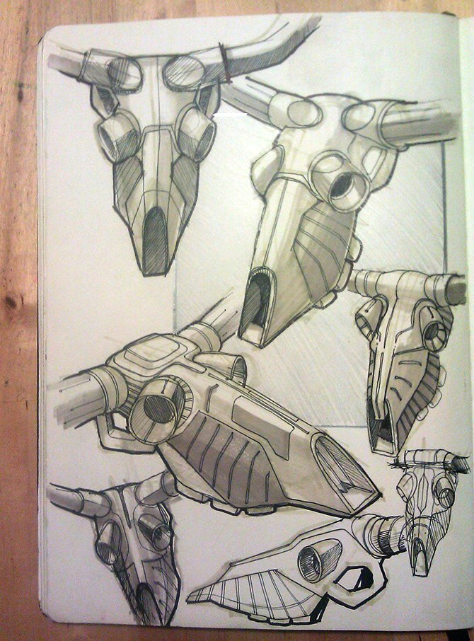 more random sketches from baskinger for drawingideas to start the week bionic cow skulls and some color ink studies pic twitter com gqfbhgx83q