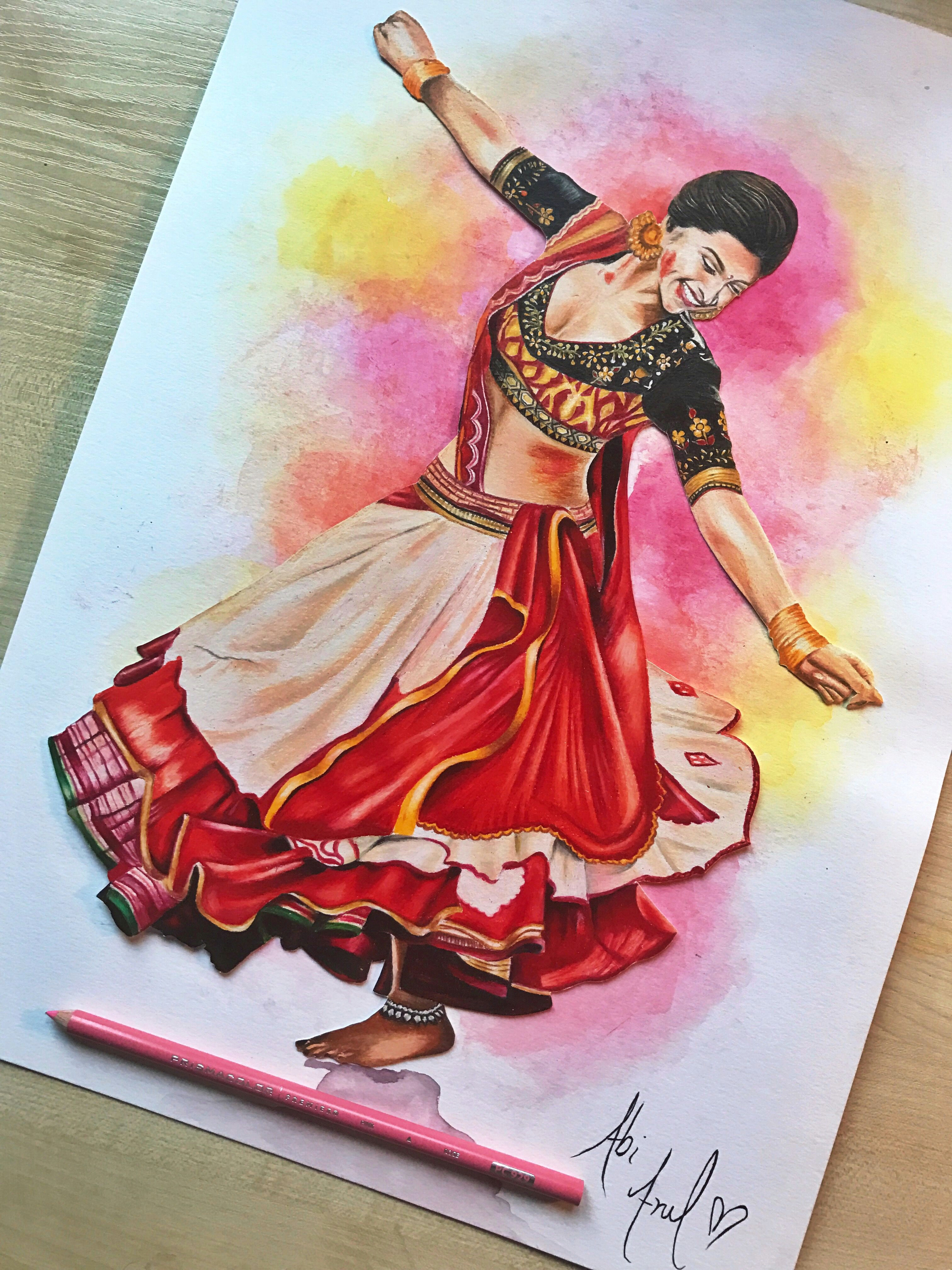 Drawing Ideas Colourful Deepika Padukone Ram Leela Drawing Prismacolors Colouring Pencils