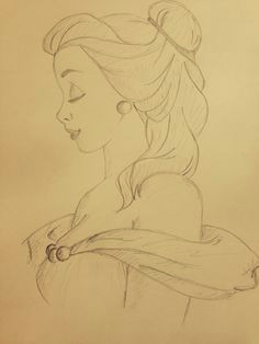 princess belle beauty and the beast pencil sketch disney