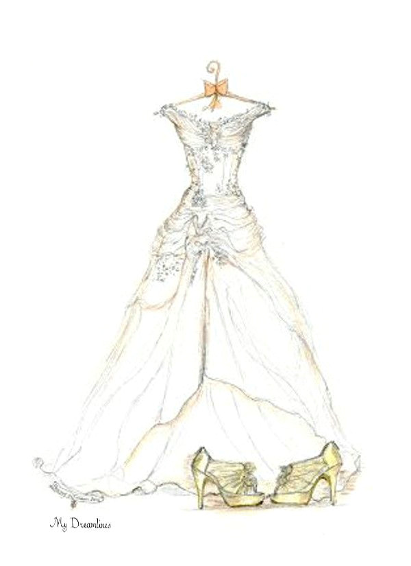 dreamlines wedding dress sketch and shoes 4