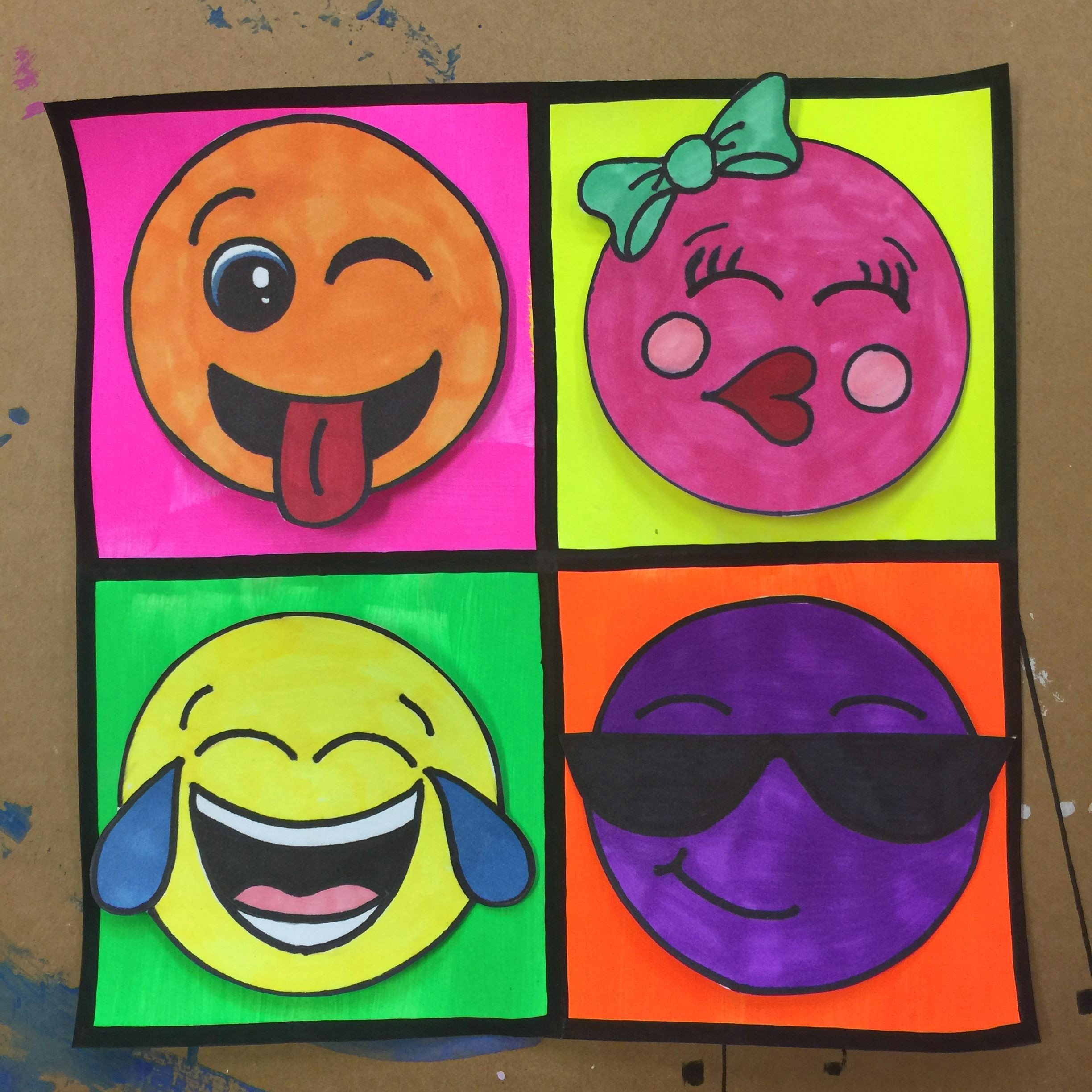 pop art inspired emoji art project for 3rd 5th grade students art created by meredith terry