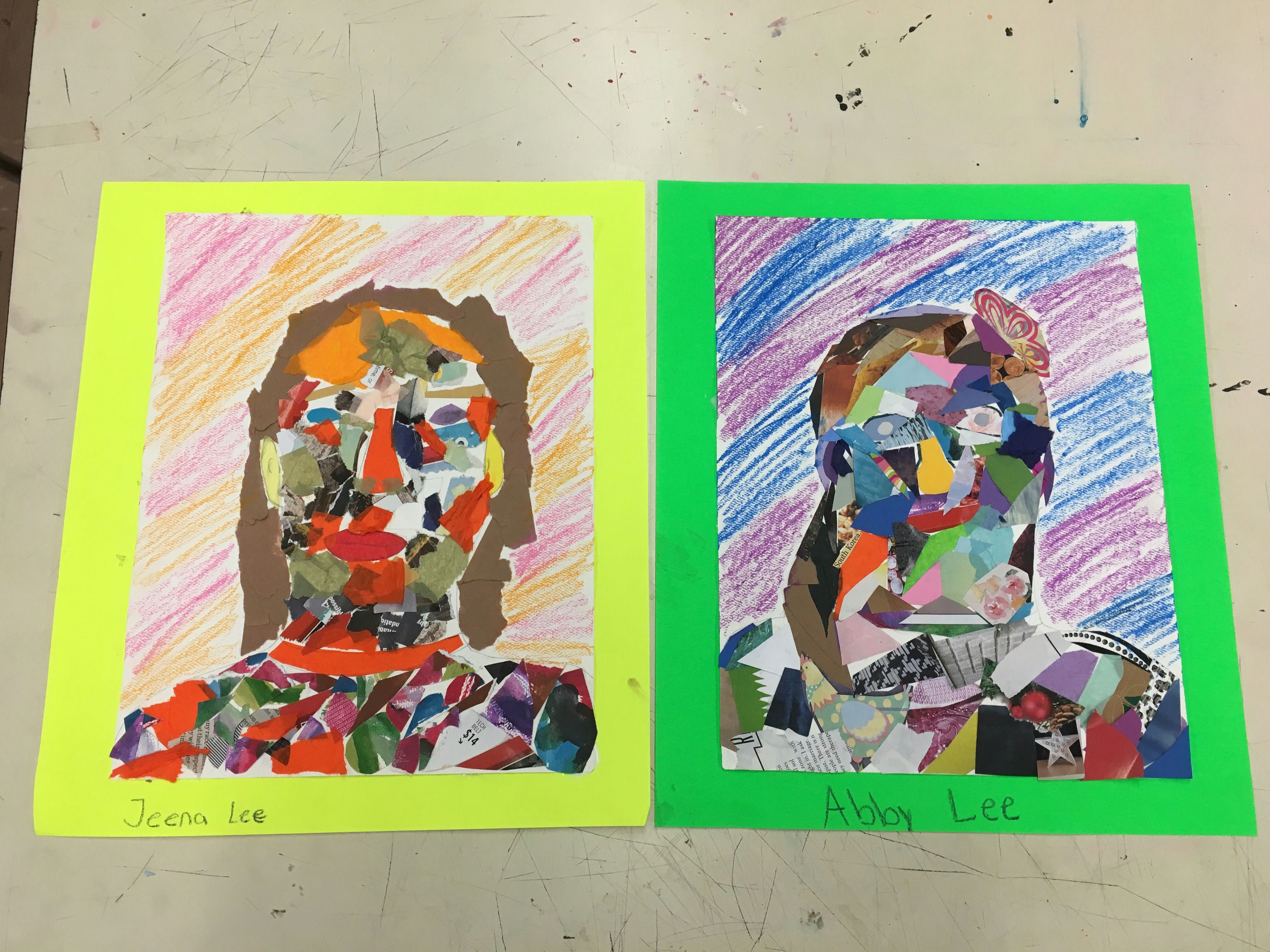 torn paper portraits 4th grade