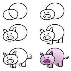 how to draw a pig