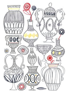vases jenny bowers reminds me of all those college drawing classes drawing symmetrical vases and ovals but could be a good simple sketchbook idea to