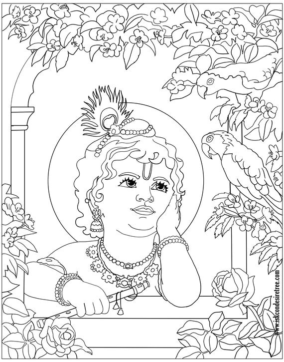 shri krishna janmashtami colouring page printable familyholiday