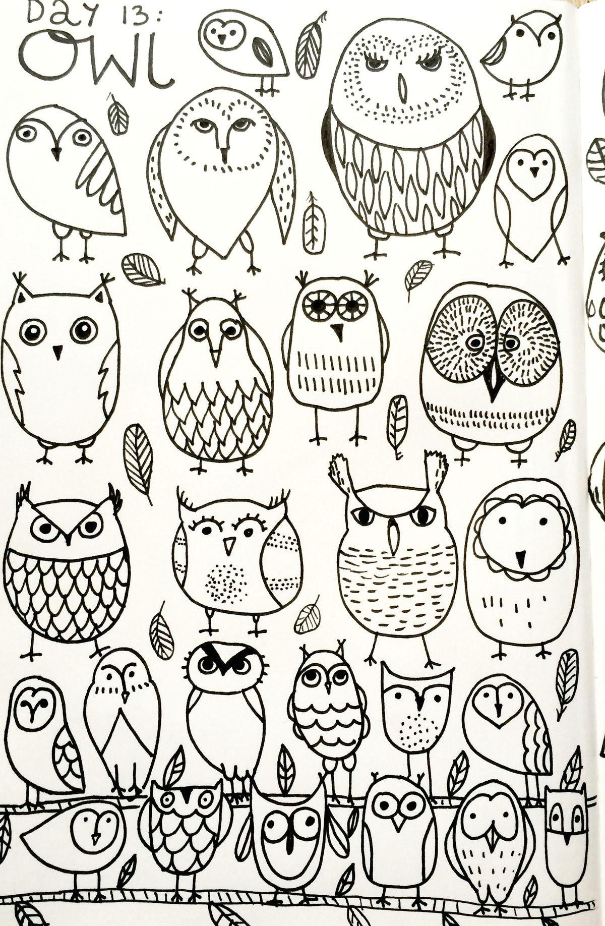 monthly sketchbook challenge january 2016 day 13 owl