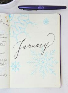 drawing of snowflakes and the word january